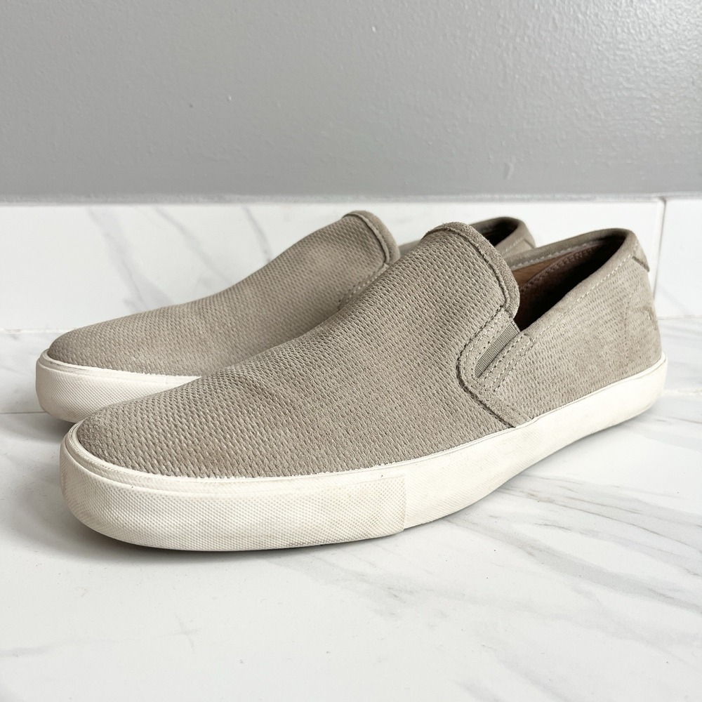 Frye Brett Slip-On Loafer Sneakers Gray Tan Beige Suede Men’s 10.5